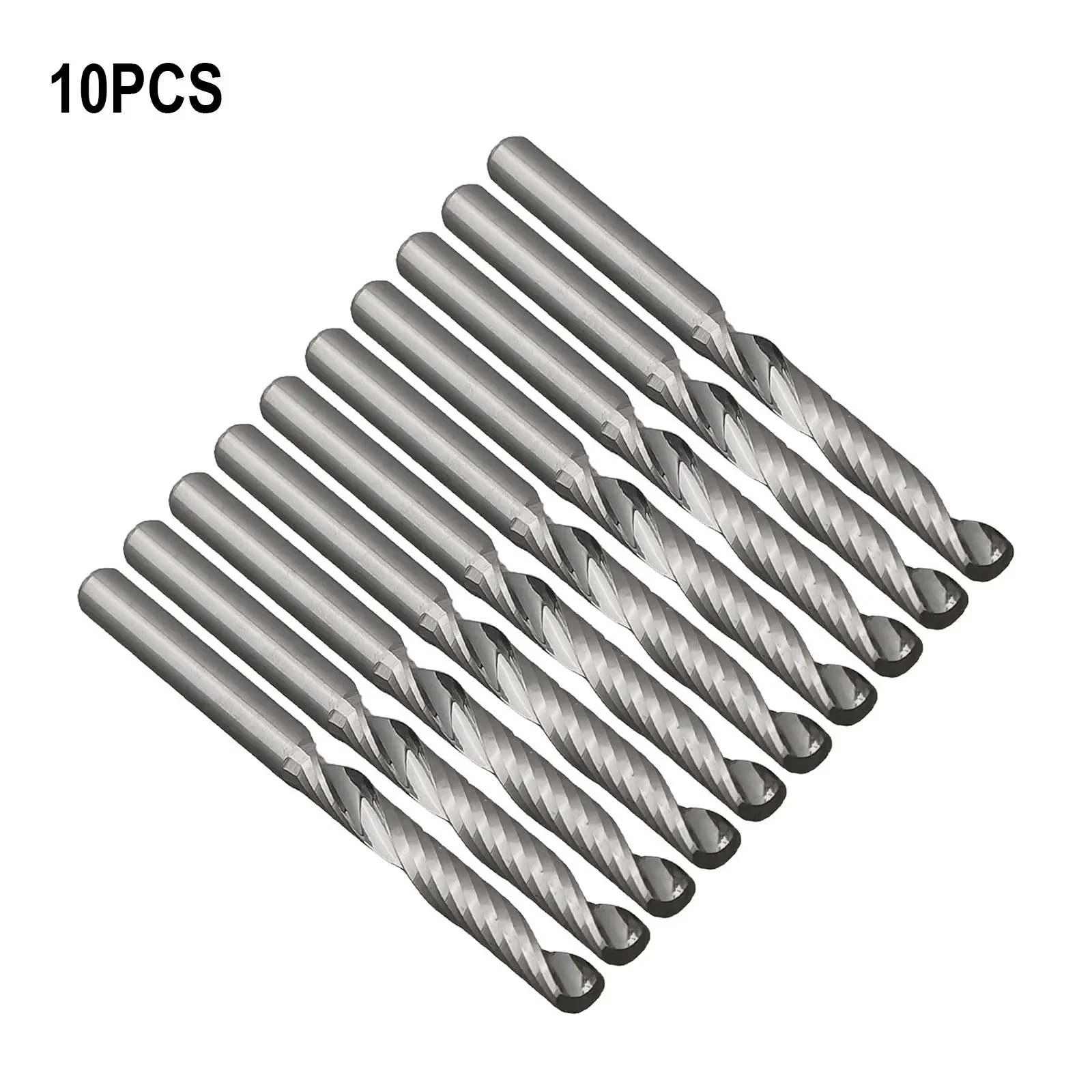 Carbide End Spiral Mill CNC Acrylic Wood Tool Router Bit Sliver PVC 10pcs Inch 25mm Shank 1 Flute Metal 3.175MM