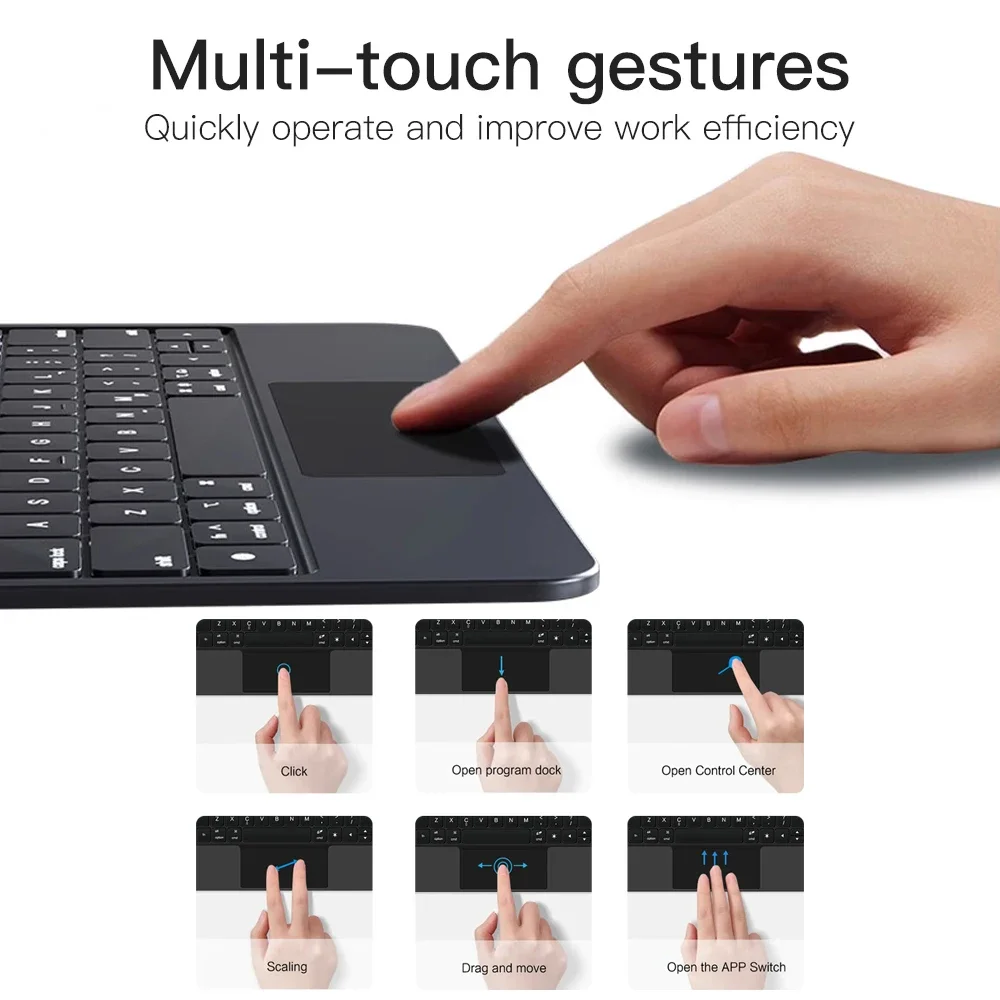 READYYEAH Magische Tastatur für iPad 2025, 11. A16 2025, Air 11 M3 iPad-Hülle, intelligente magnetische Buchabdeckung, Hintergrundbeleuchtung, Touchpad, hebräisch