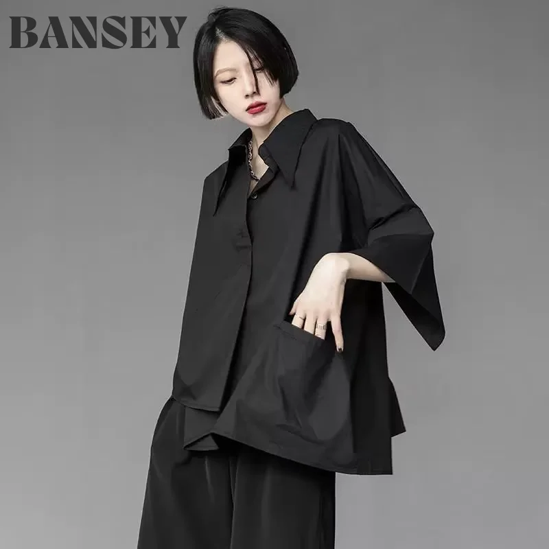 2025 ฤดูใบไม้ผลิฤดูร้อนผู้หญิงแฟชั่น Harajuku เสื้อลําลองไม่สม่ําเสมอไม่สมมาตรหลวมเสื้อ