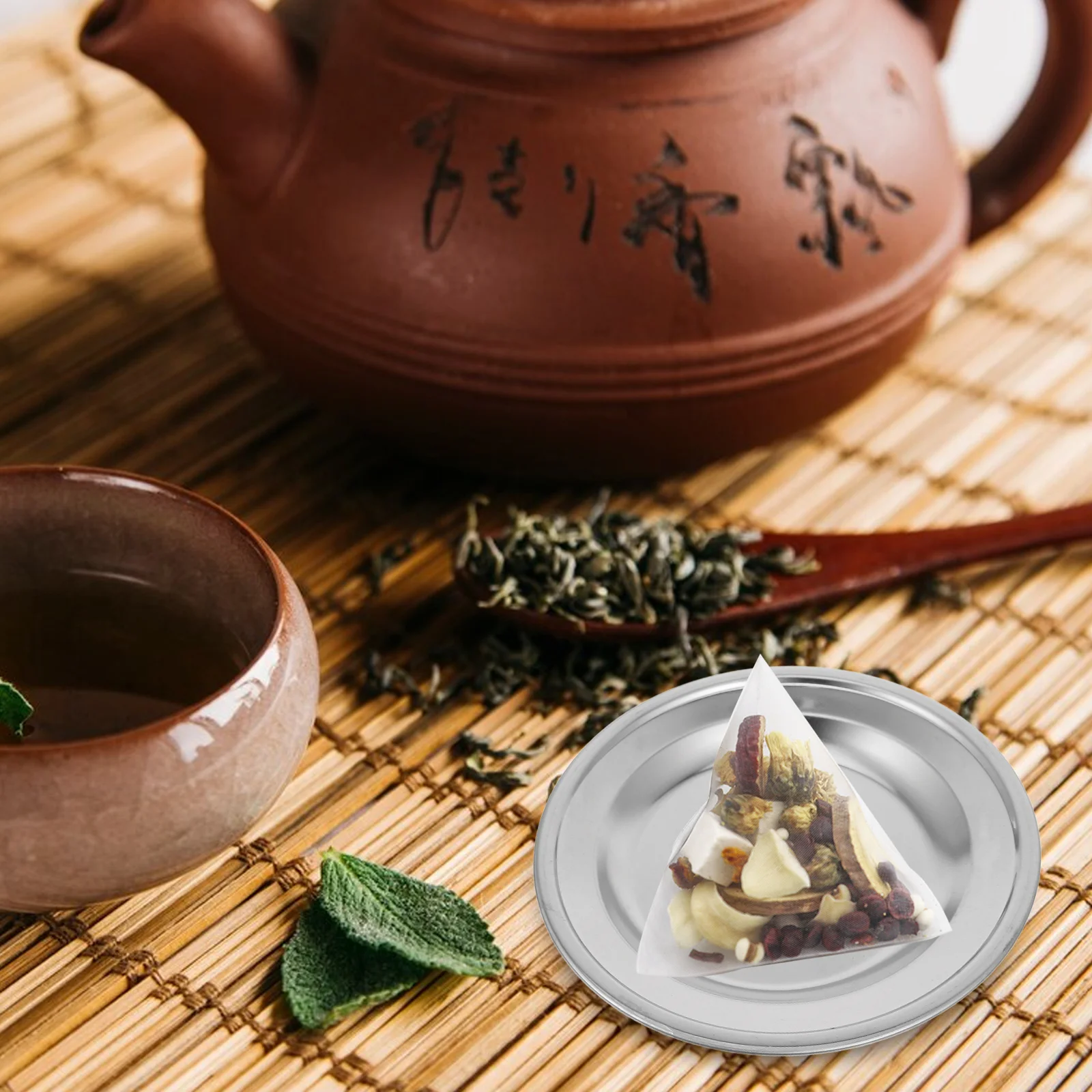 

Tea Bag Saucer Stainless Steel Loose Strainer Coaster Dining Table Decorative Dish Holder Storage Round Container Organizer