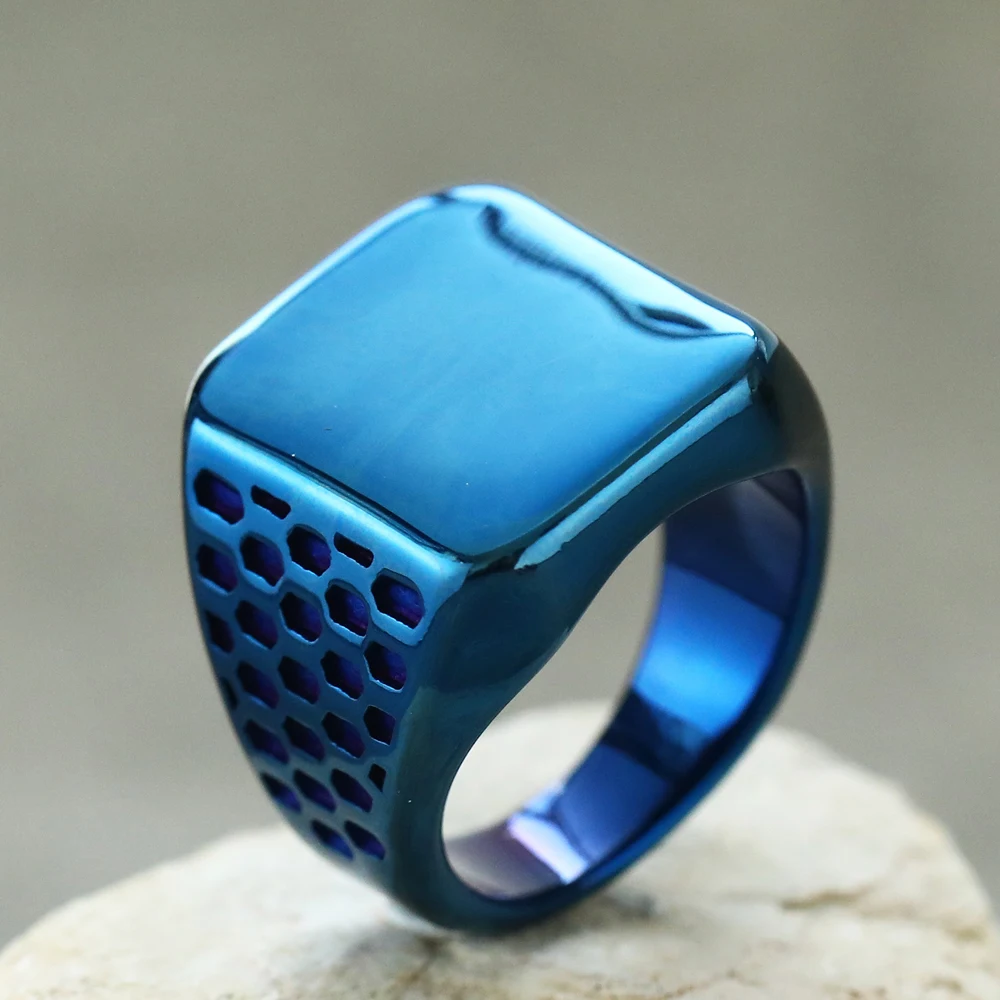 Neuer Retro Geometrischer Quadratischer Ring Mode Titan-Stahl Schmuck für Männer & Frauen Trendiges Finger-Accessoire – Detail 10
