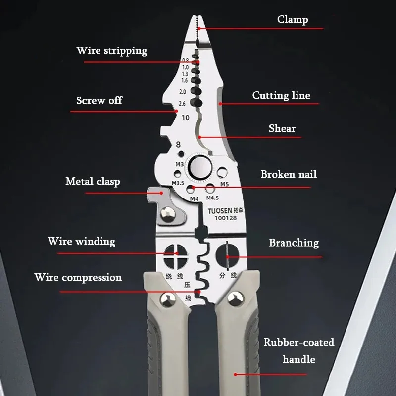 Wire Stripper Crimper Cable Cutter Adjustable Automatic Wire Stripper Multifunctional Stripping Crimping Pliers Terminal Tools