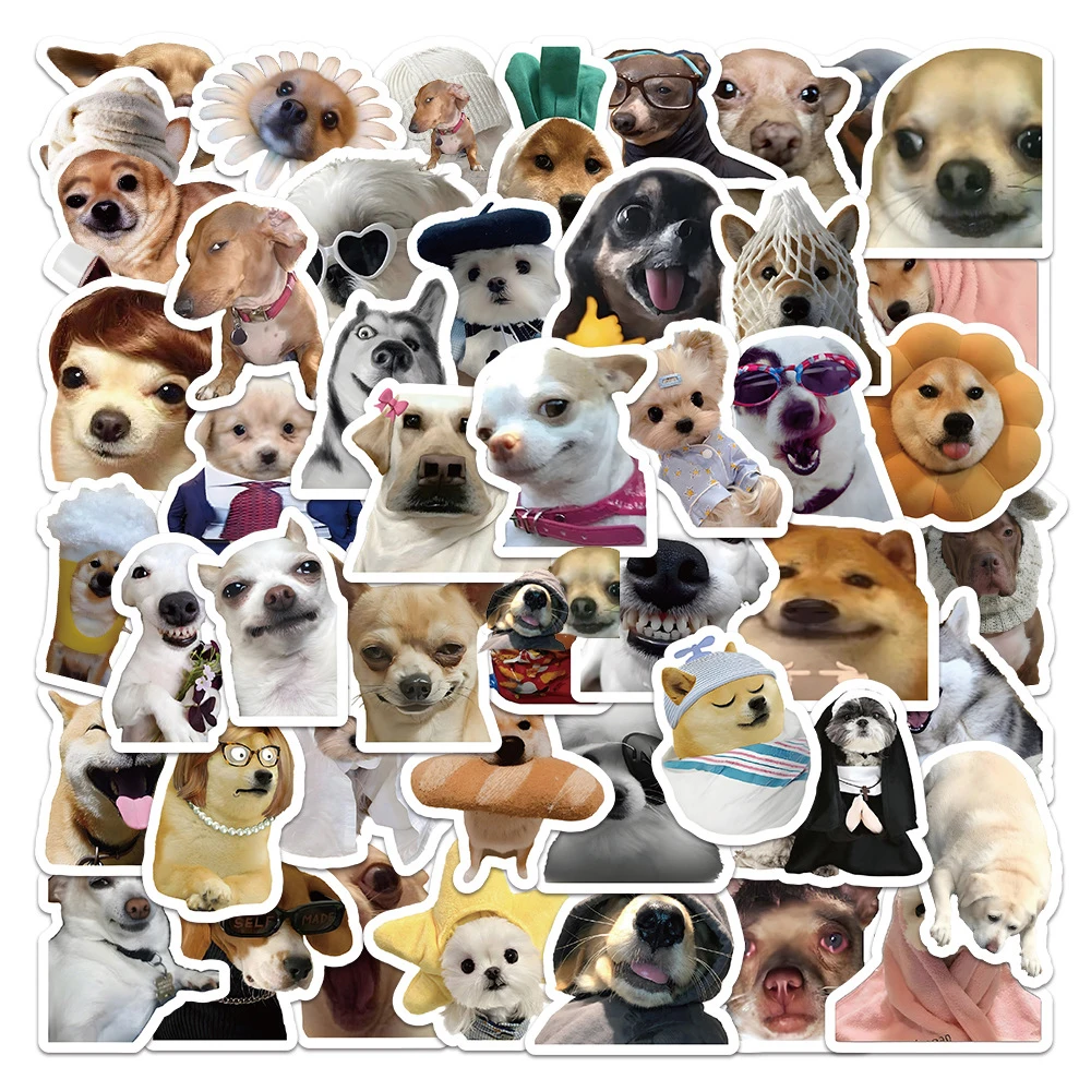 

10/30/60pcs Dog Meme Cartoon Stickers Funny Animal Graffiti Sticker Motorcycle Laptop Skateboard Spoof Cartoon Decal Waterproof