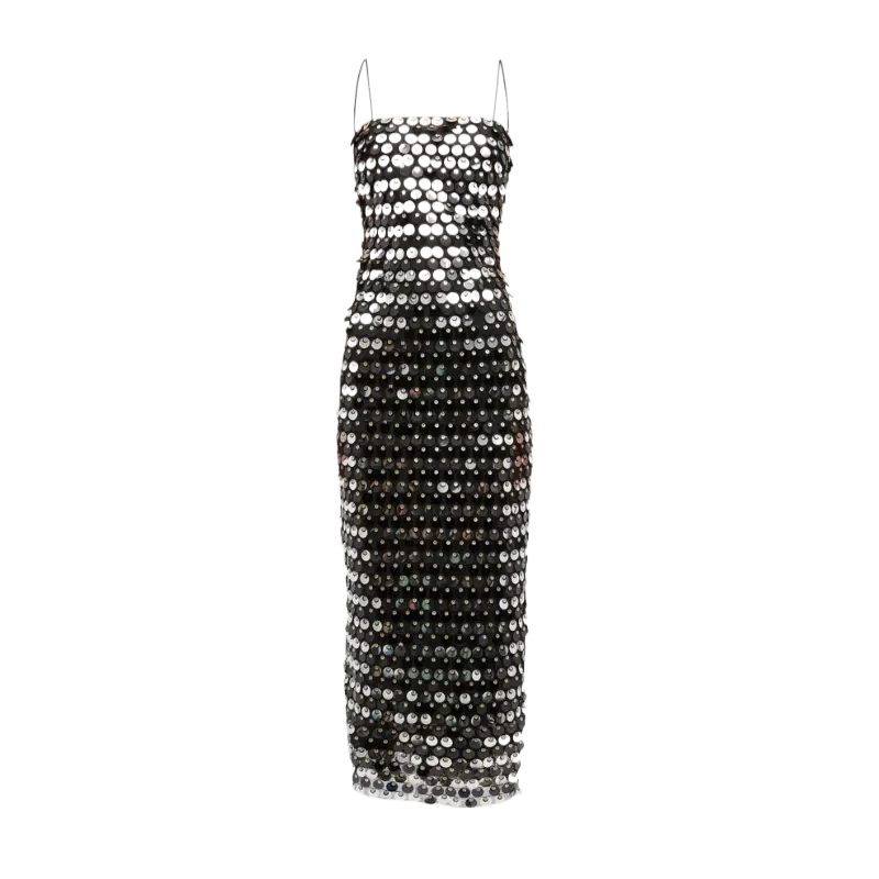 Sexy Sequin Patchwork Spaghetti Strap Side Slit Dress For Women Backless Beaded Glitter Dress Summer Chic New Party Evening Robe