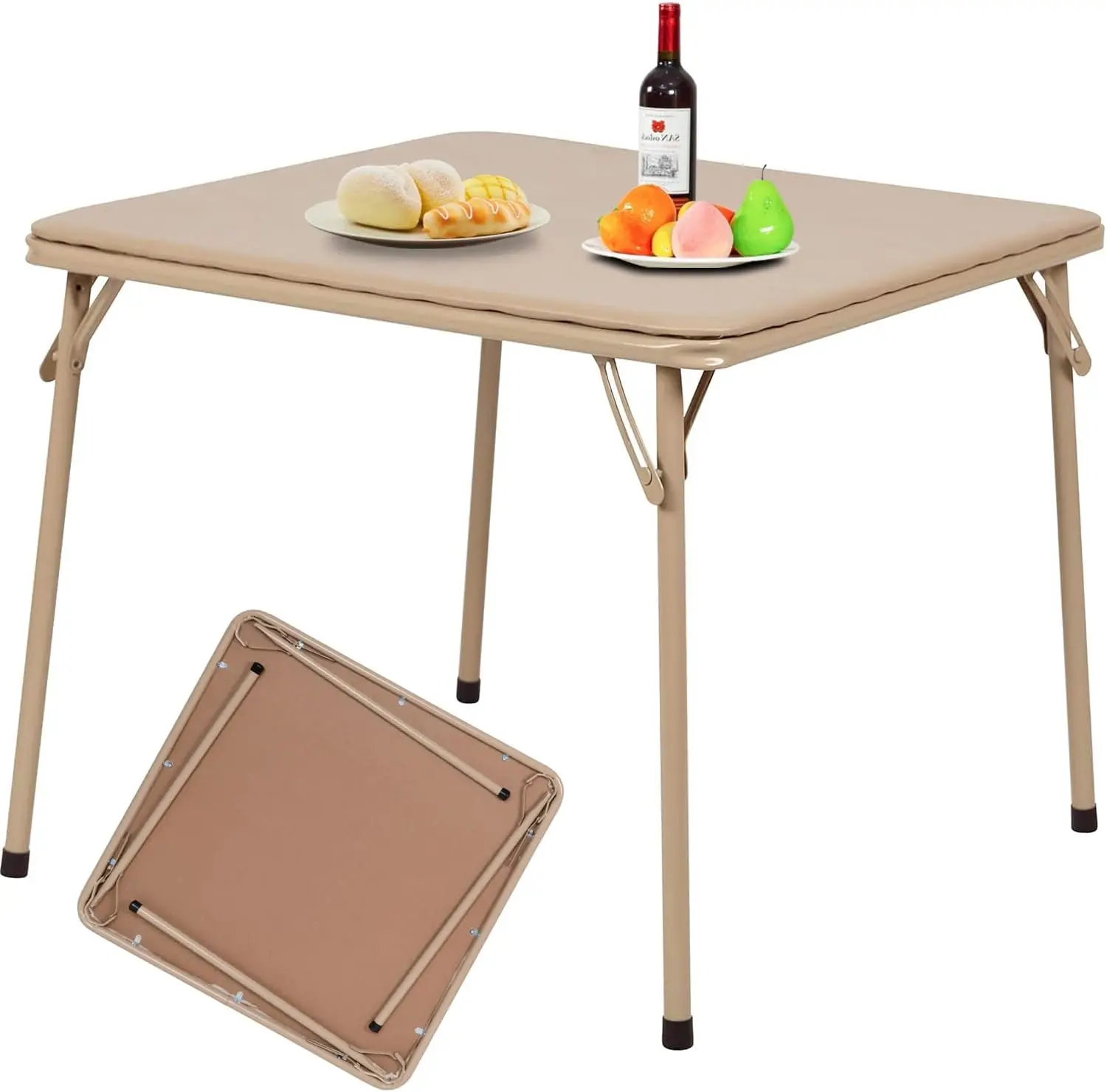 

Square Folding Table, 33.9"" Multi-Functional Card Table, Portable And Foldable For Indoor/Outdoor Use, Pvc Tabletop With Metal
