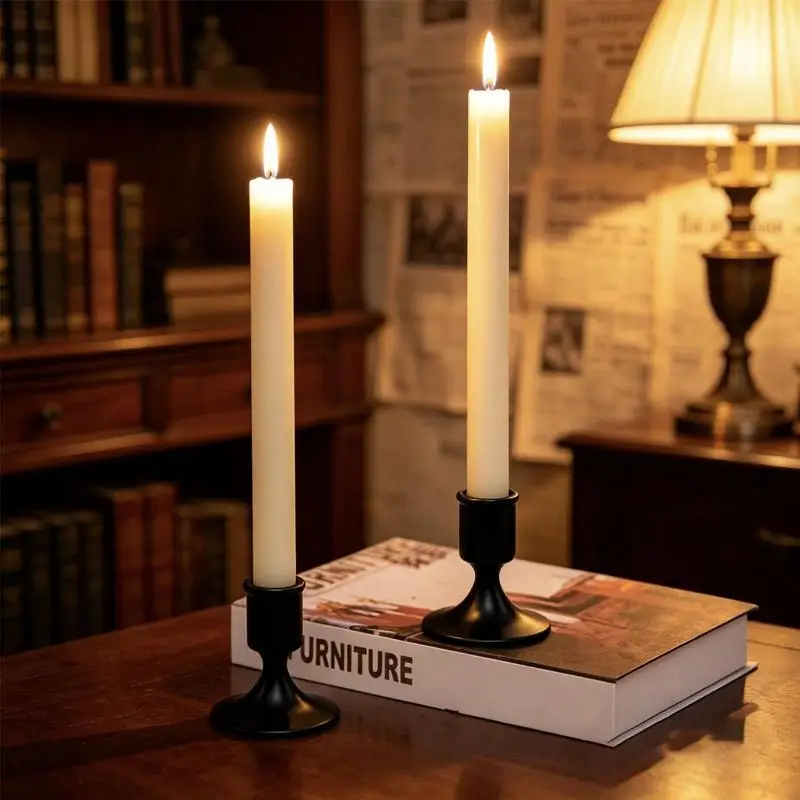 1PC Vintage Metal Chamberstick Candle Holder Teacup Shape Ridged For Home Decor Wedding Table