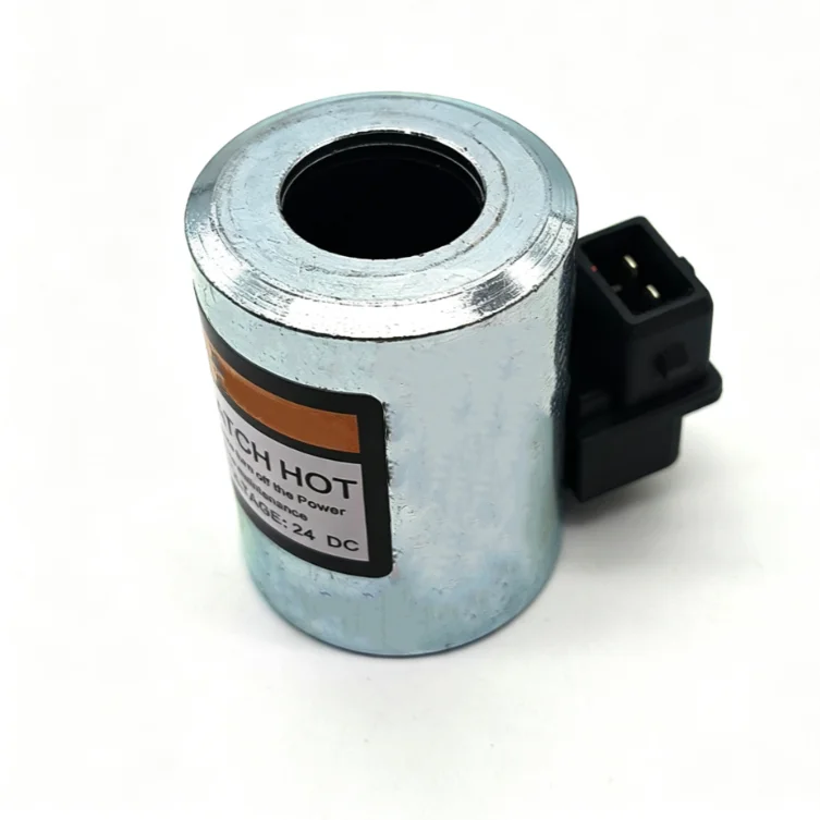 24V Aluminum Solenoid Coil for Excavator For Pilot Safety Lock Valve Fits For Sany 75-8 For Lovol 60 For Yuchai Models