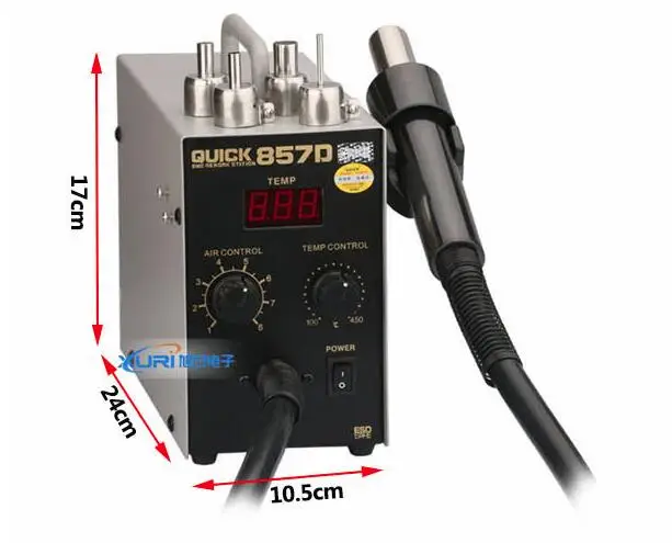 Estación de Reparación rápida 857D SMD ajustable, soldador con pantalla Digital LED, pistola de aire caliente de viento helicoidal, soldador sin plomo, 220V, 580W