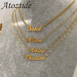 Atoztide Custom Name Necklace for Women Stainless Steel Jewelry Hot Selling Chain Choker Mother Kids Personalized Nameplate Gift