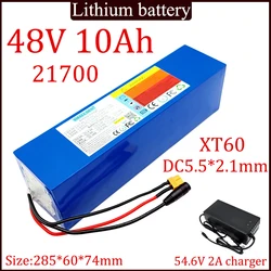 NEW 48V 10ah 13S2P 21700 lithium battery built-in 15A BMS 0-750W high-power electric motor for power tools+2A Charger