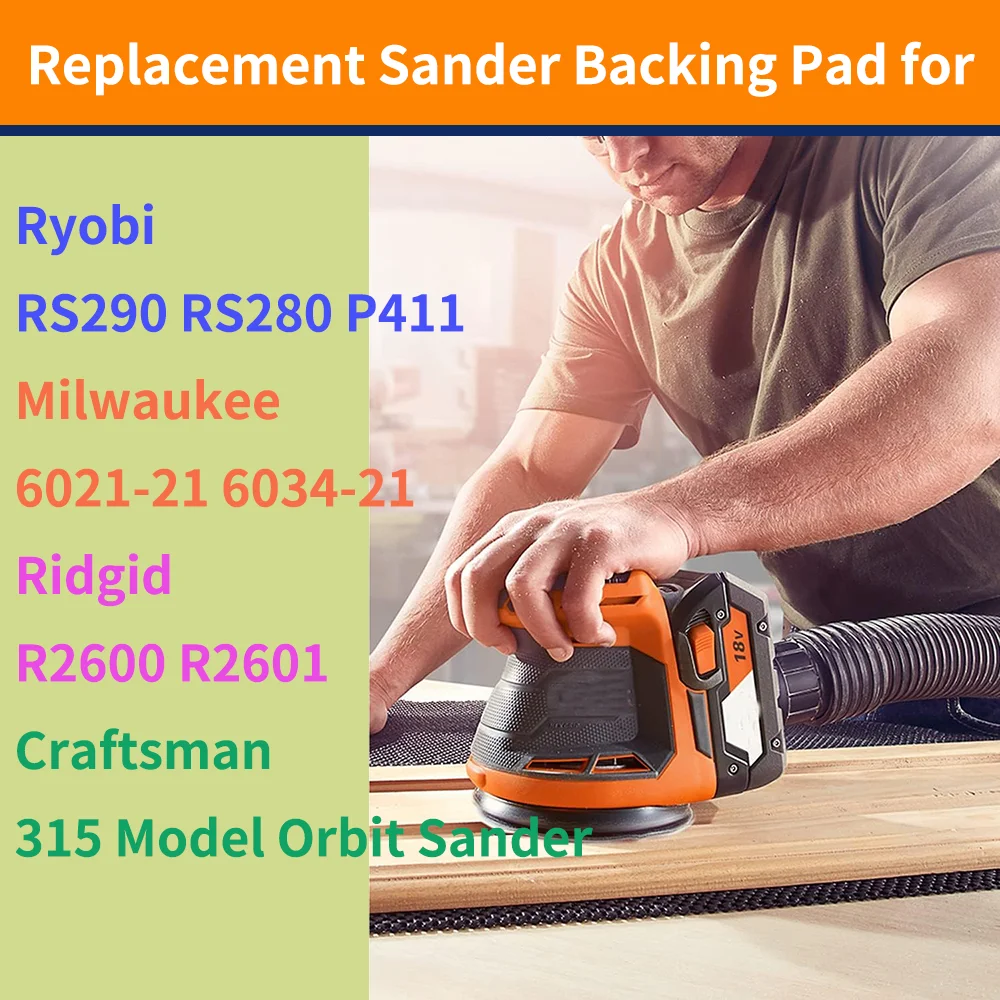 Imagem -05 - Almofada de Substituição da Lixadeira Orbital Gancho e Laço Furos Compatível com Ryobi Rs290 Rs280 Rs280vs Lixadeira Orbital Aleatória 1pc