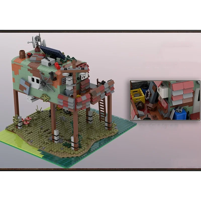 1588pcs MOC Post Apocalyptic Survivors Trailer Castle Model Building Blocks Toy Construction Christmas Gifts Display Collection