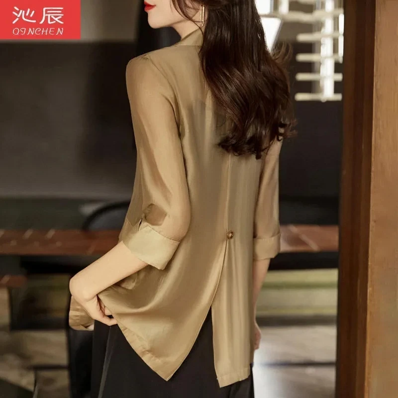 Korean Female Seven Points Sleeve Small Blazer Sunscreen Jacket Women Summer Attire Leisure Small Suit Sunscreen Windbreaker Top