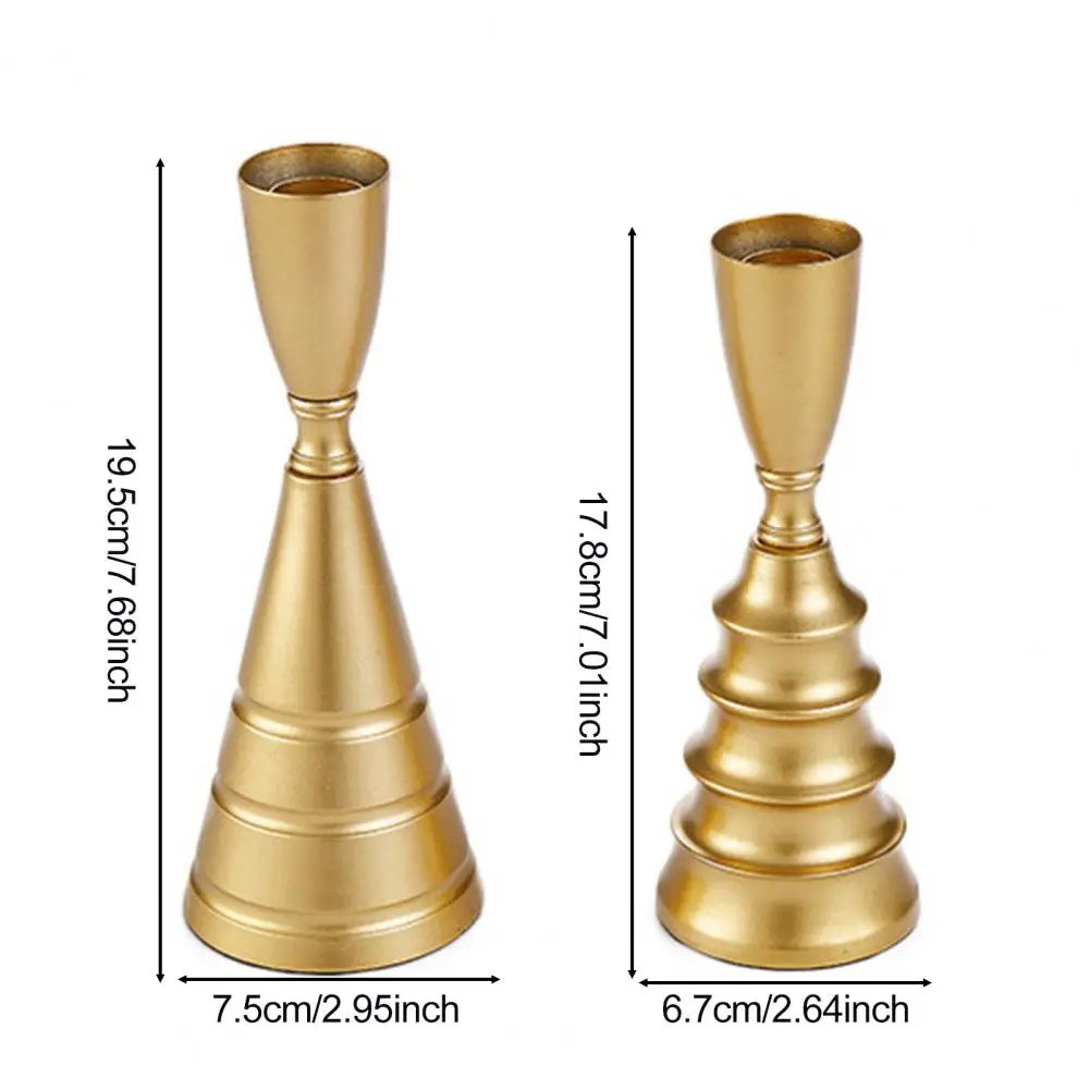 Wrought Iron Candlestick Tower-shaped Candle Holder Elegant Brass Gold Taper Candle Holders for Wedding Party Decor for Dinner
