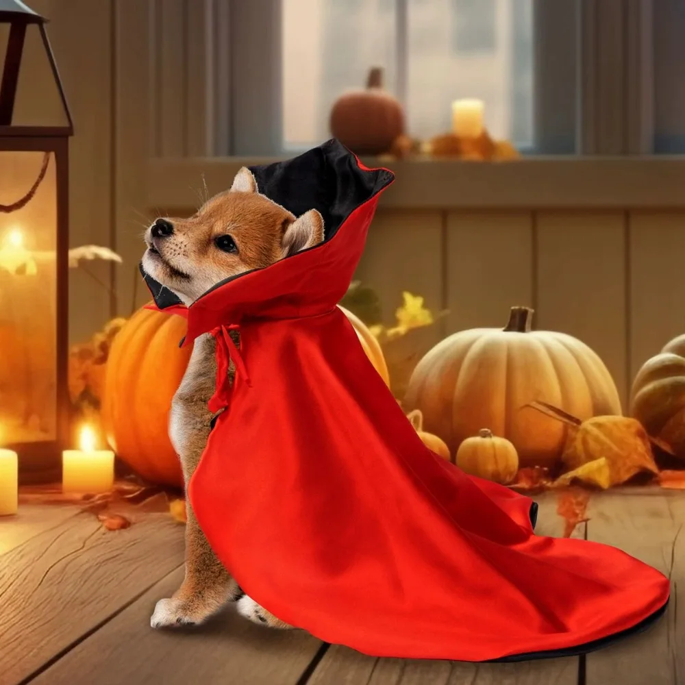 Pet Halloween Polyester Vampire Cloak Transformation Costume Cat Dog Witch Cloak Festivals Pet Role-playing Adjustable Costume 6