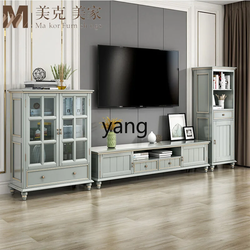 LMM， solid wood TV cabinet coffee table high and low wine cabinet combination modern light luxury solid wood storage
