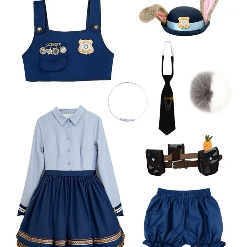 Disney Zootopia Judy Rabbit poliziotto adulto Lolita Cos Dress Halloween Party Suit ragazze genitore-figlio Holiday Cos Costume