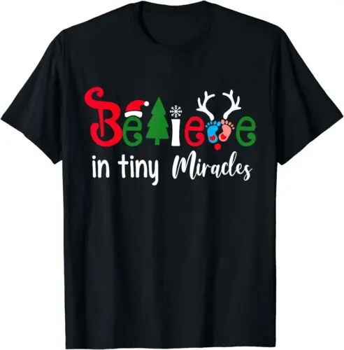 Christmas NICU Nurse Believe In Tiny Miracles Womens Mens T-Shirt