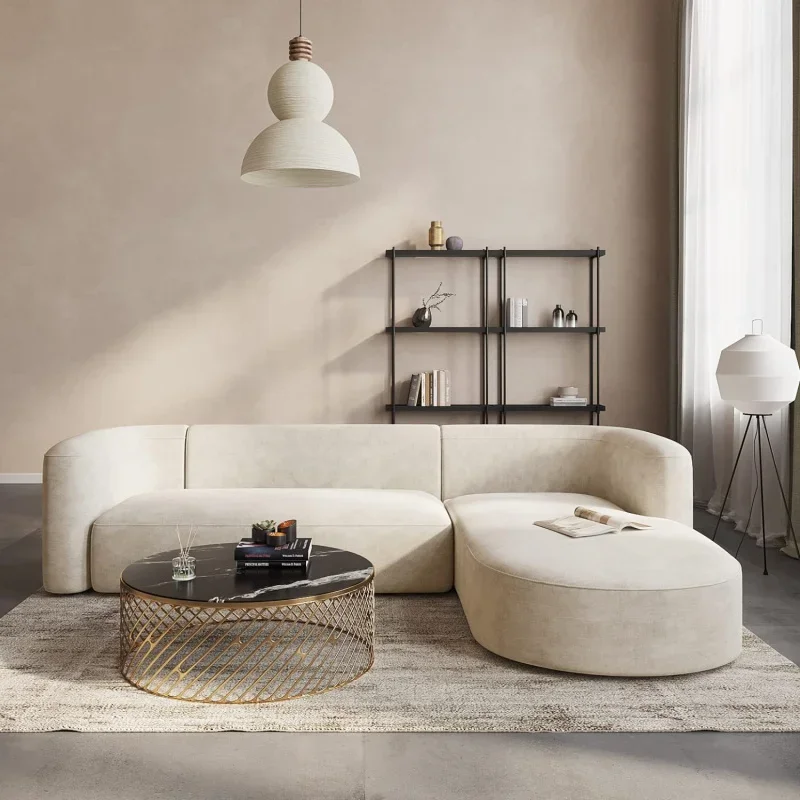 Wabi Sand Wind Beige Technology Bu Duo Sofa Hotel Villa Clubhouse Beauty Salon Venue Corner Combination Sofa Retro