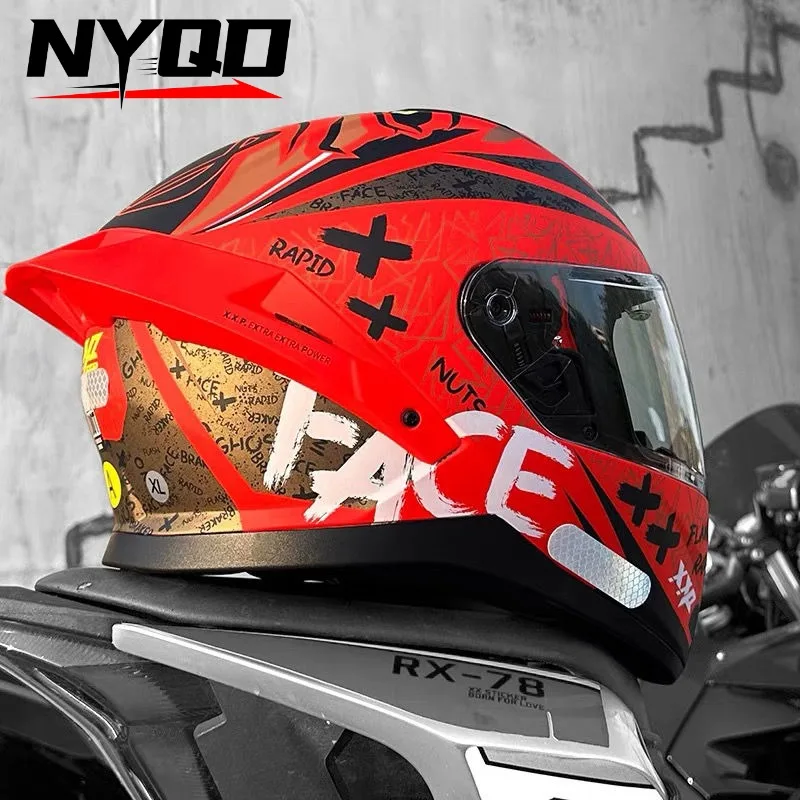 Motorcycle Helmet Anti-fog Dual Lenses Large Tail Full Face Helmets Men Women Motorbike Racing Helmets Casque Moto Casco