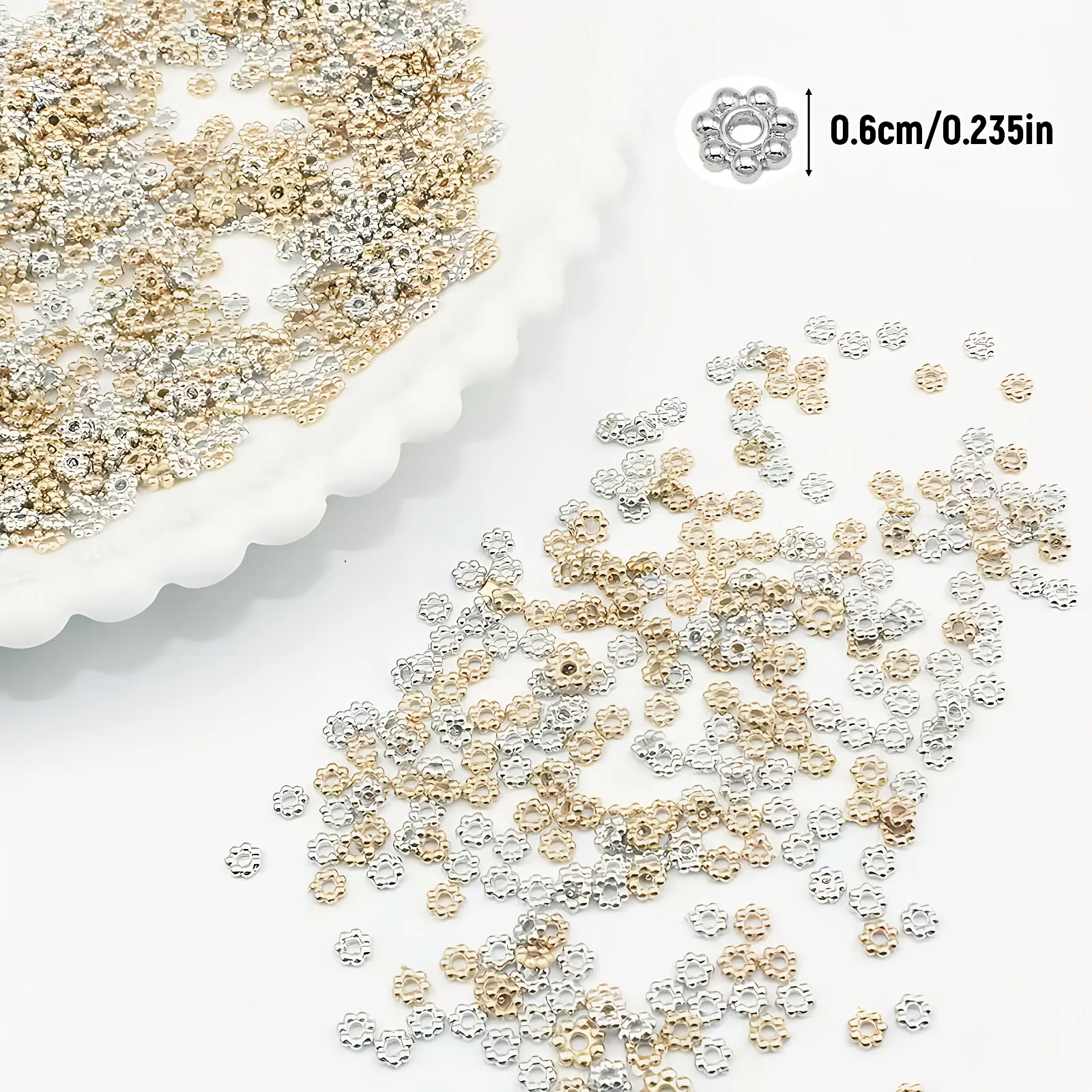 320pcs 6mm Snowflake-shaped Spacer Beads, for DIY Jewelry Making Bracelet Necklace Keychain Accessories Handmade Materials