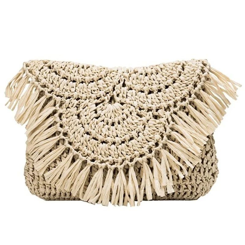 

Summer Straw Bags for Women Handmade Tassel Beach Bags 2023 Raffia Rattan Woven Handbags Vacation Shoulder Crossbody Bags Clutch