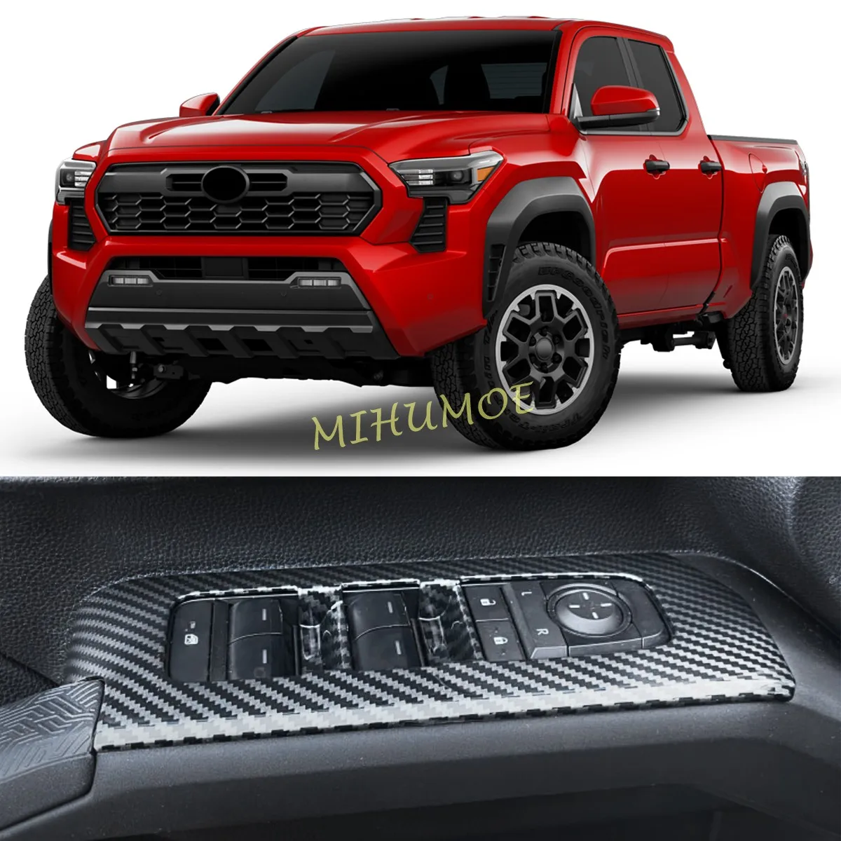 

Для 2024 2025 Toyota Tacoma 4 шт. LHD автомобильный переключатель управления подъемом окна панель рамка крышка отделка ABS углеродное волокно