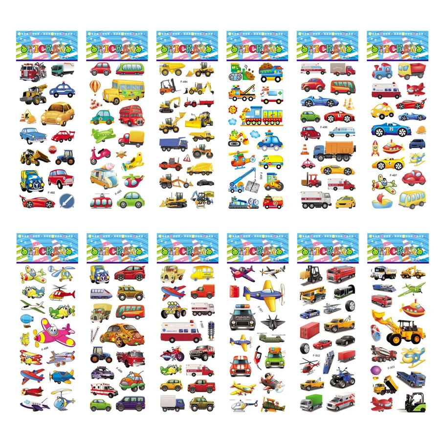 5 Blatt Kinderaufkleber, bauschige Aufkleber für Kinder, Geburtstag, Weihnachten, Neujahr, Geschenk für Mädchen, Jungen, Scrapbooking, Cartoon-Aufkleber – Detail 2