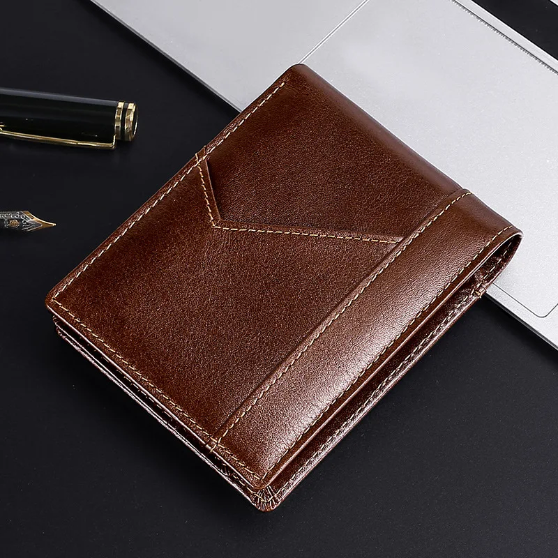 European and American Style Men’s Genuine Leather Wallet Retro Anti-theft and Antimagnetic Oil Wax Cowhide Wallet
