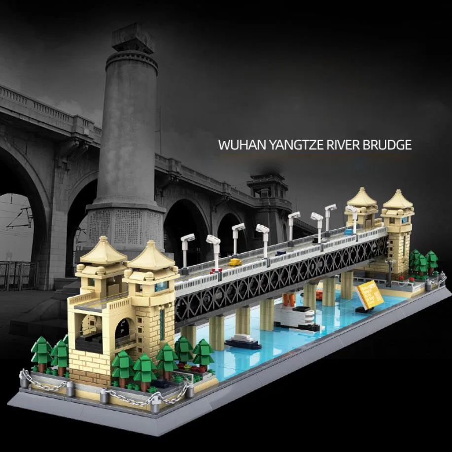 

Creative China Modern Architecture Building Block Wuhan Yangtze River Bridge Construction Model Bricks Toys Collection For Gifts