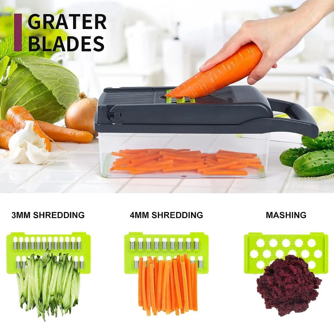 Fruit & Vegetable Tools10 in 1 Vegetable Chopper Mandoline Slicer with Dicing Container Kitchen Food Processor for Fast Chopping