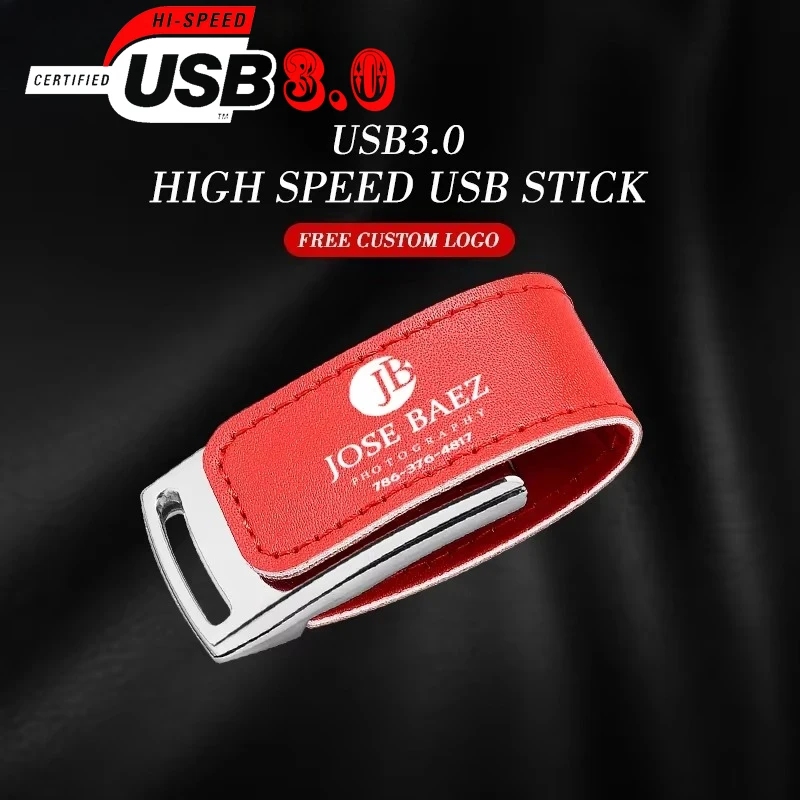 

Креативные кожаные высокоскоростные флэш-накопители USB 3.0, 1 шт., бесплатная настройка, логотип, 64 ГБ, ручка, подарок для свадебной фотографии