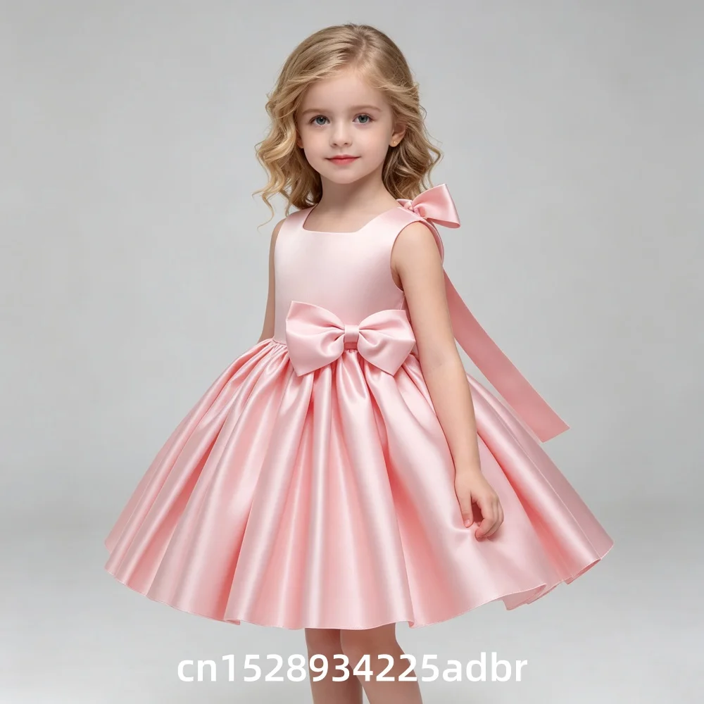 New Girls Bow Princess Dresses Kids Baptism Evening Tutu Girl Birthday Party Christening Gown Ball Children Clothes ballet