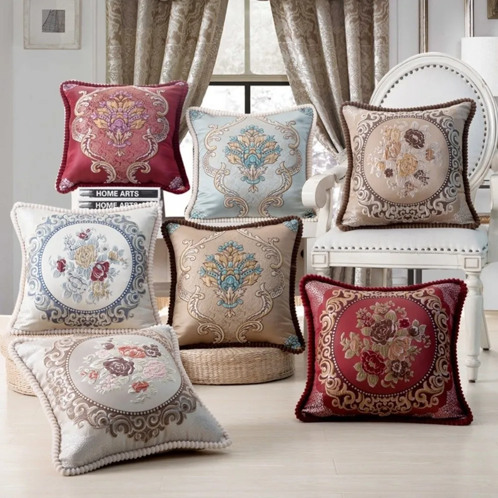 48x48cm Europe Style Cushion Cover Jacquard Decorative Sofa Pillow Case Home Decor Washable Throw Pillow Case
