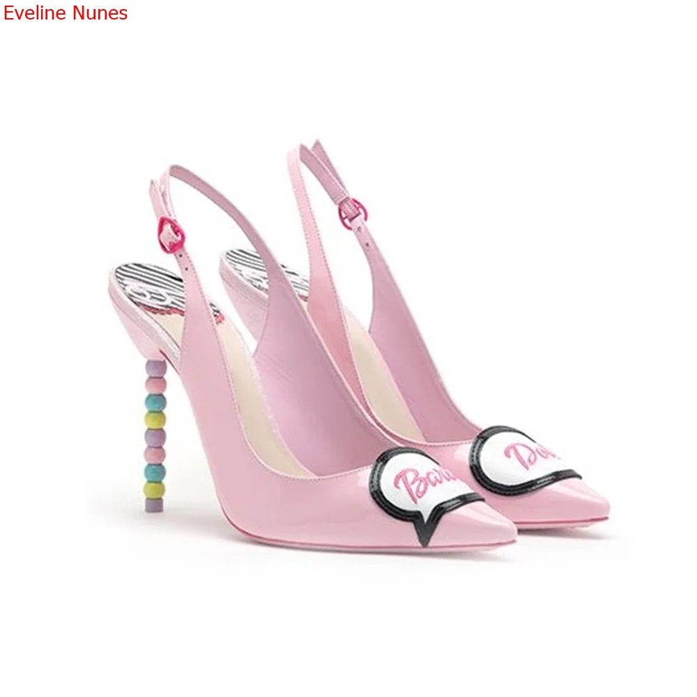 Pink Color Heel Sandals Women's Summer New Arrival Pointed Toe Buckle Slingback Feshion Confortable Beautiful Good Quality Shoes