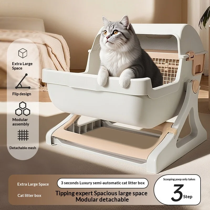 Arenero semicerrado antitracking para gatitos y gatos, fácil limpieza - imagen 4