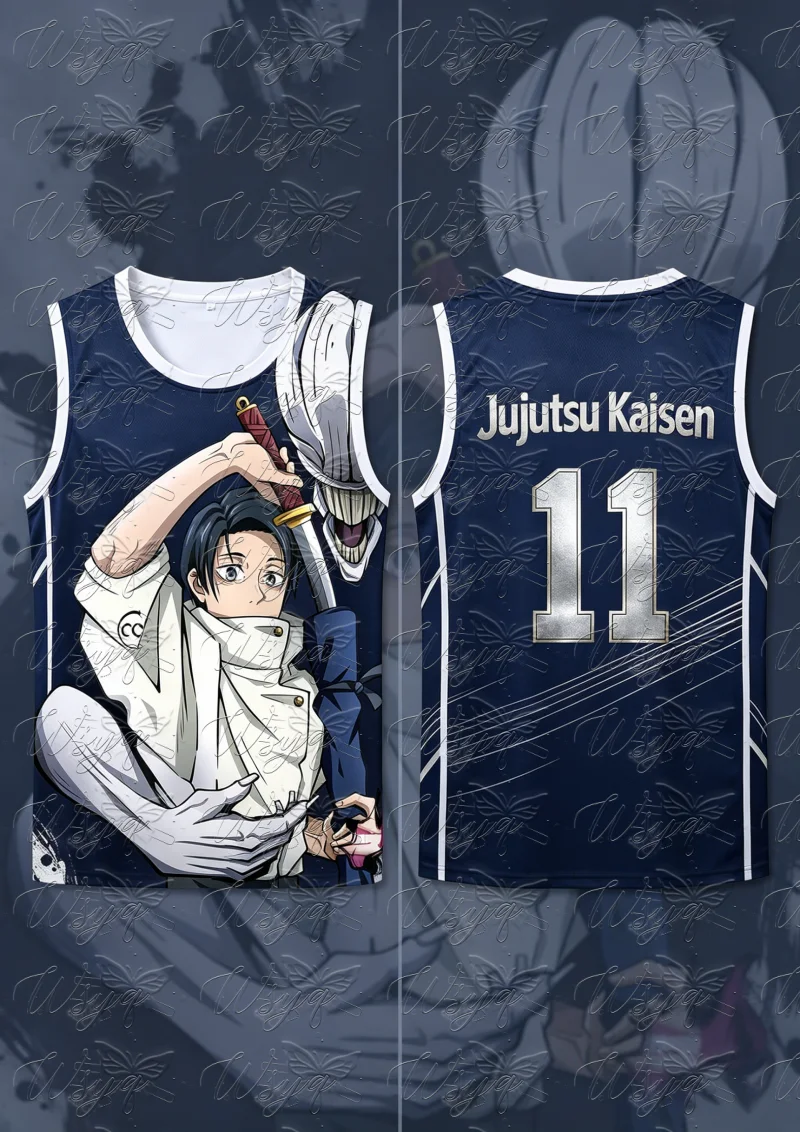 Summer Manga Quick Dry Mesh Basketball Tank Unisex Jujutsu Kaisen Yuta Okkotsu Rika Sword Print Street Sports Sleeveless Vest