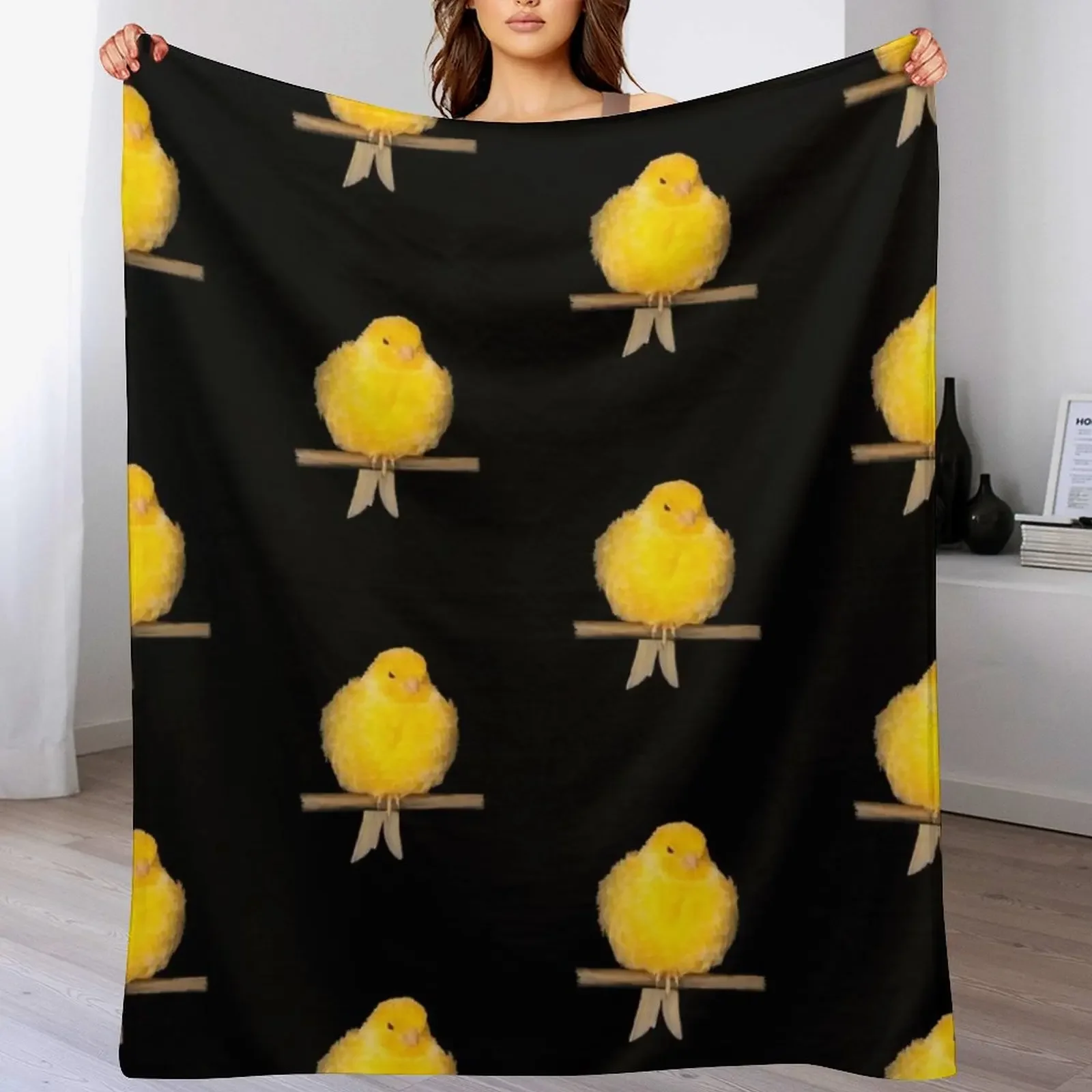 cute canary with yellow feathers Throw Blanket Flannels blankets ands Kid'S Furry Blankets