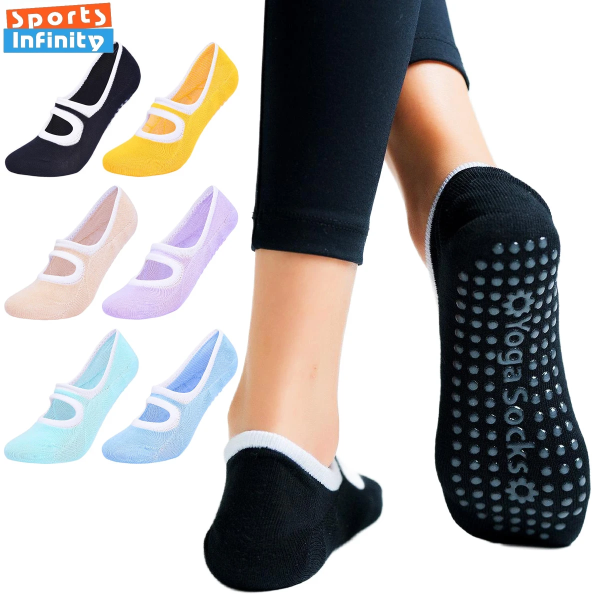 

Eur35-42 Macaron Color Women's Backless Yoga Socks Anti Slip Pilates Socks Dance Trampoline Floor Gym Fitness Sports Socks Women