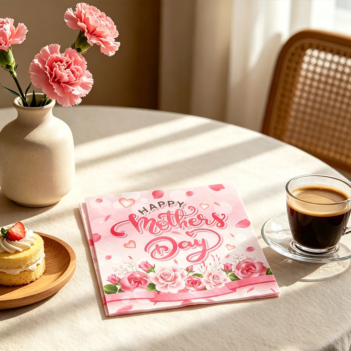 Servilletas de Papel para el Día de la Madre | Diseño Floral y de Corazones en Rosa | Servilletas Desechables Suaves y Absorbentes para el Brunch, la Cena y las Celebraciones de Mamá