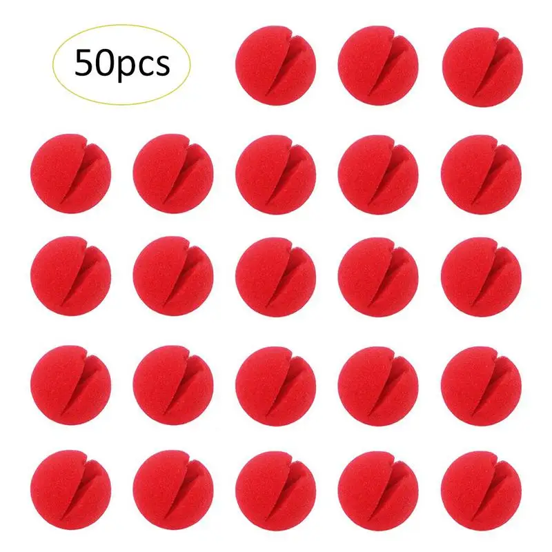 50pcs/Set Fun Foam Clown Nose Circus Party Comic Christmas Halloween Costume Favor Supplies Decorations Festival Props