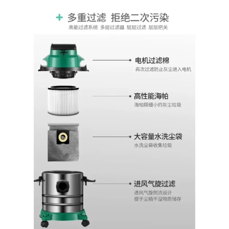 Cordless Dust Extractor, Industrial Lithium Single Battery Vacuum for Workshop Warehouse Cleaner