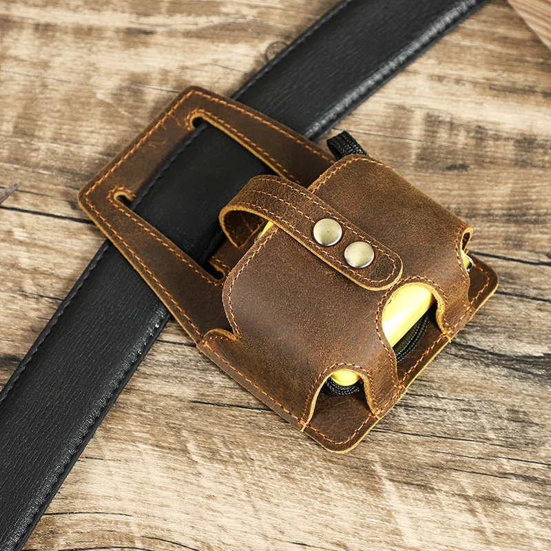 5-Meter Steel Tape Measure with Cowhide Case And Waist Belt - Portable Leather Storage Bag for Construction Convenient Measureme