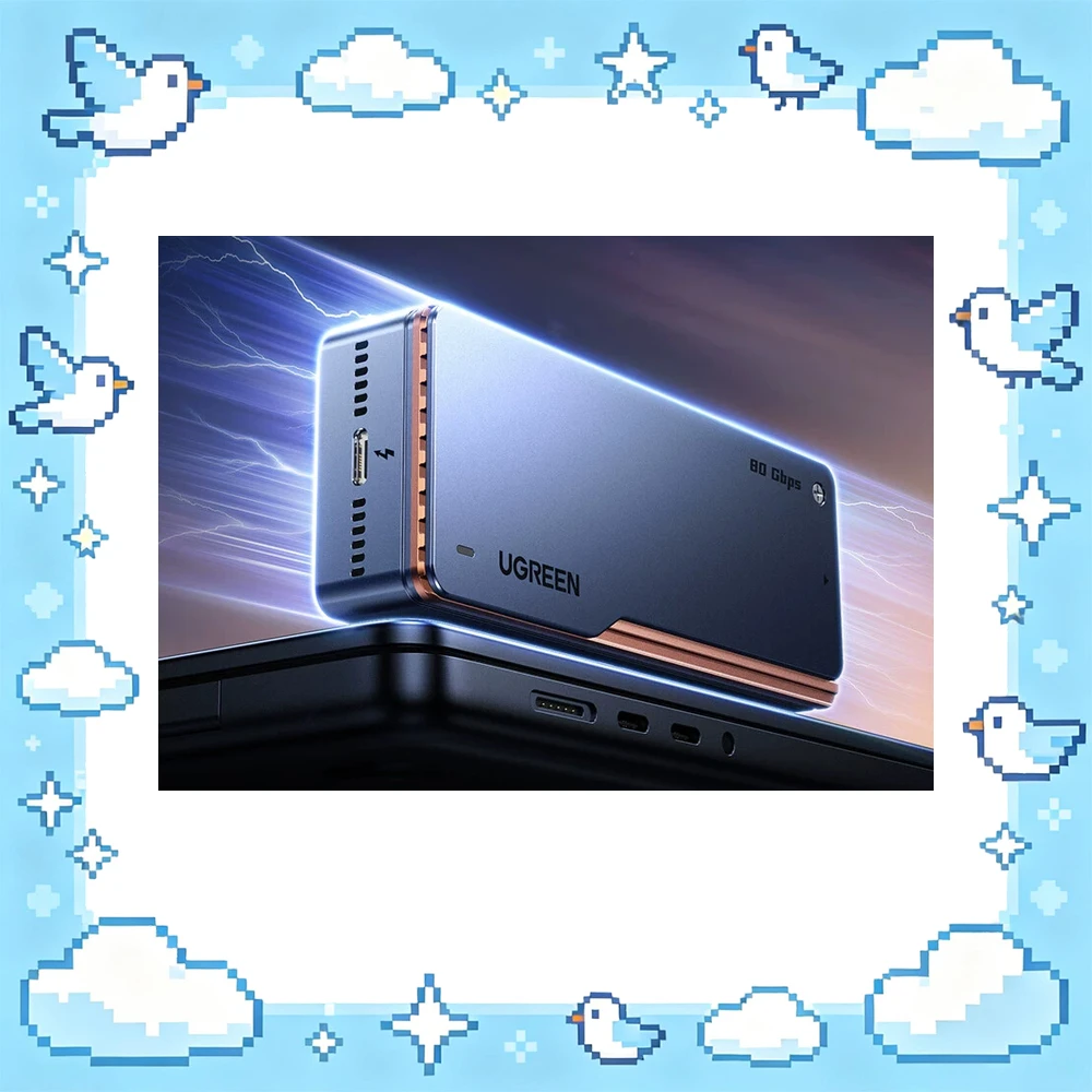 UGREEN 45789 SSD Enclosure D705 80Gbps Thunderbolt 5 M.2 NVMe 2280 Aluminum Case TB4 USB4 for Windows macOS Linux