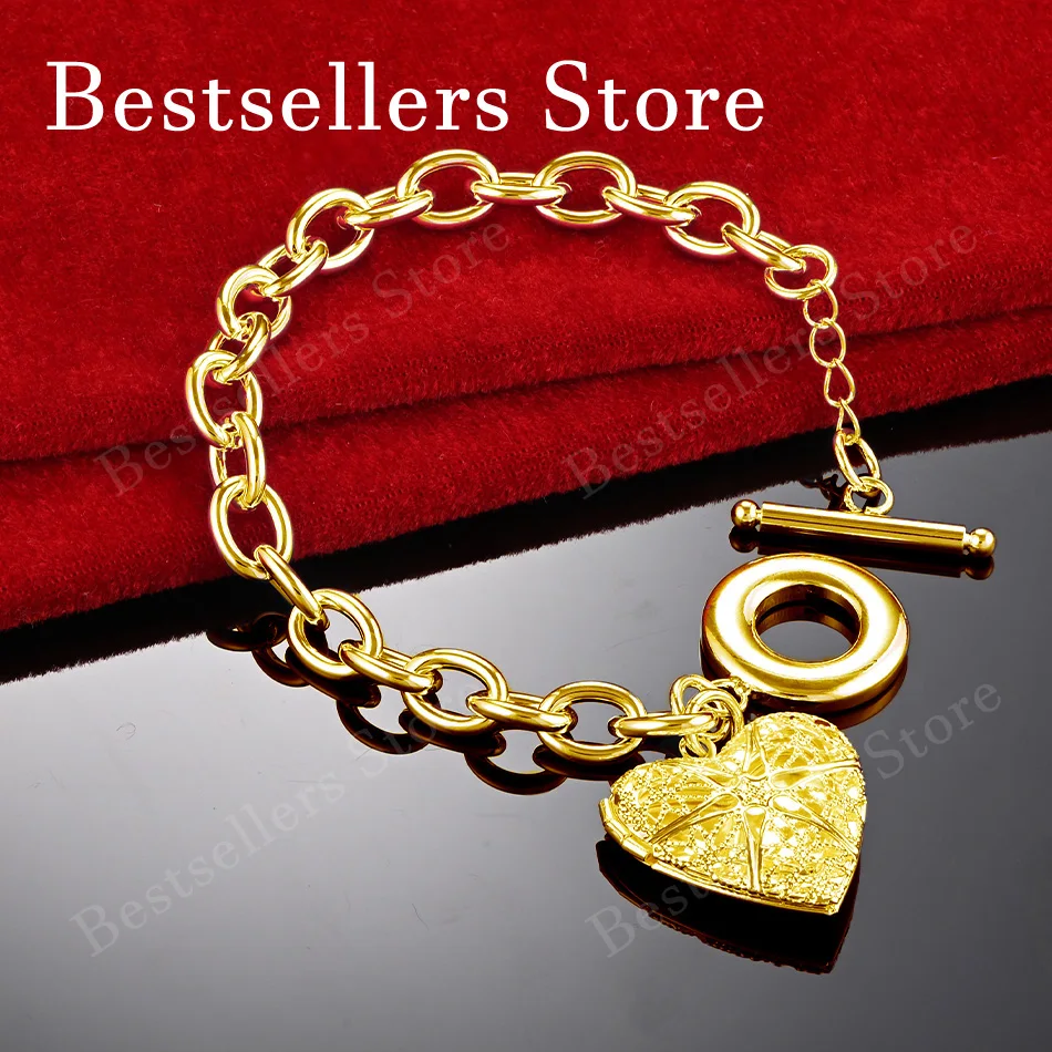 925 Sterling Silver 18K Gold Plated Exquisite Heart Pattern Bracelet, Fashionable Women's Wedding Jewelry Party Gift