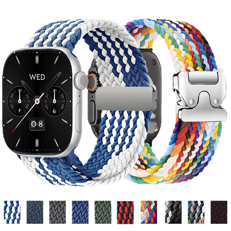 الفرقة ل أبل ساعة الأشرطة 40 مللي متر 44 مللي متر 46 مللي متر 42 مللي متر 49 مللي متر 45 مللي متر 41 مللي متر مضفر سولو حلقة سوار IWatch سلسلة 10 SE 9 8 7 6 3 الترا 2