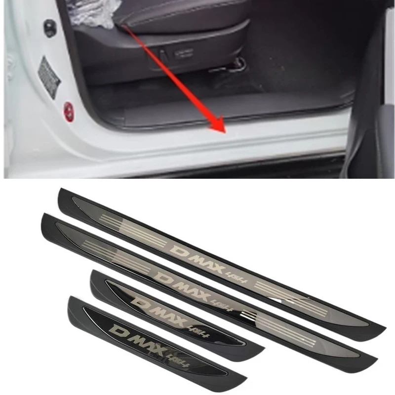 4PCS ABS Stainless Steel For Isuzu D Max 4x4 D-max DMax 2021-2023 Car Accessories Auto Door Sill Pedal Welcome Scuff Plate Cover