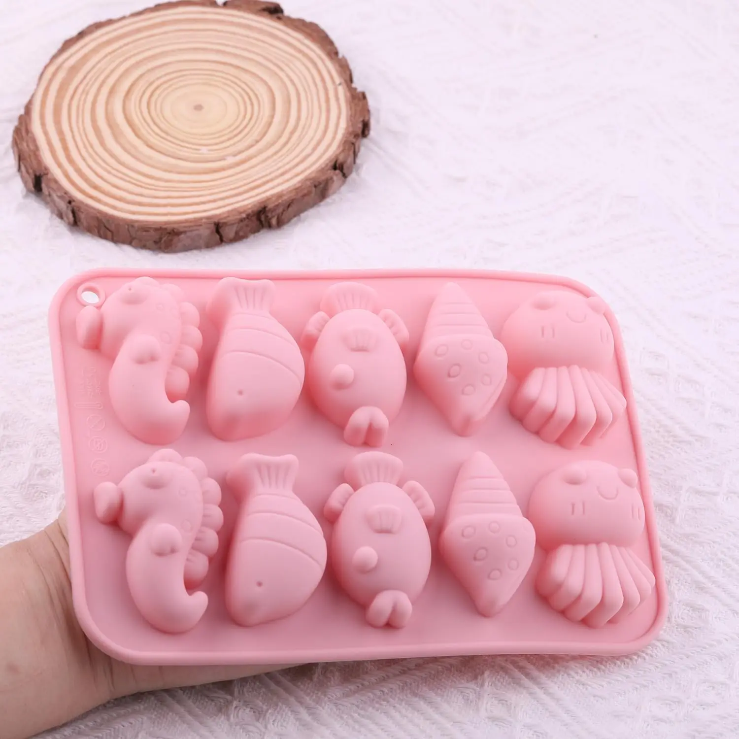 10-hole 3d Marine Theme Silicone Molds Seahorse Fish Octopus Baking Mold for Candy Chocolate Cake Decoration Accessories