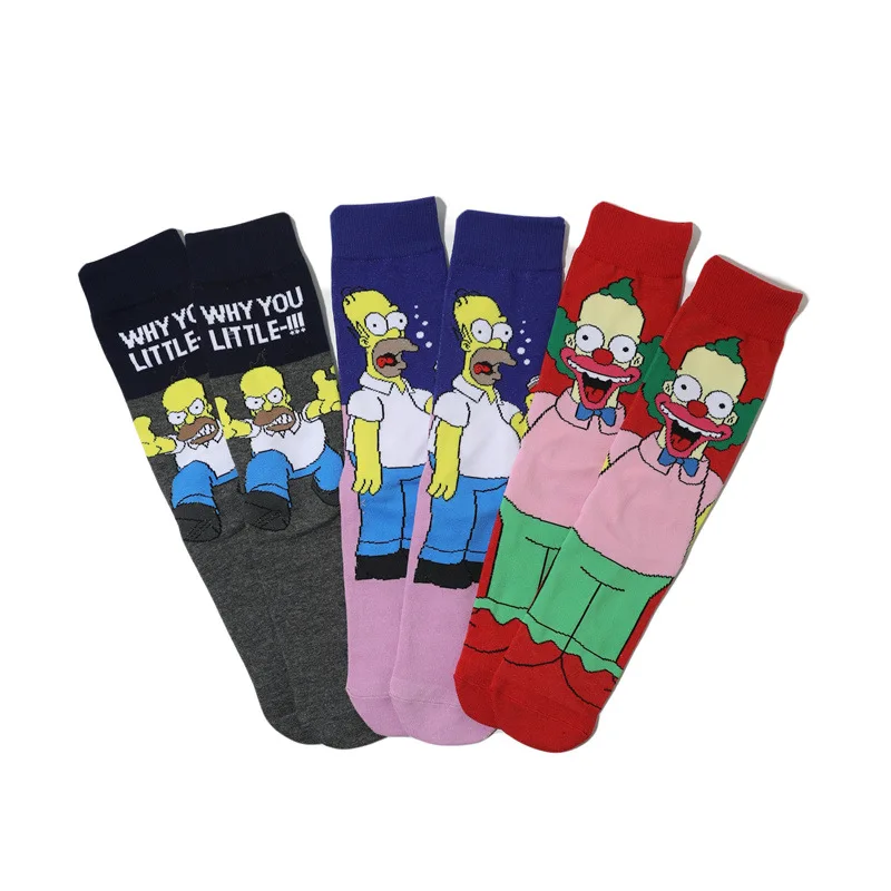 Chaussettes unisexes en coton The Simpsons Cartoon pour hommes et femmes, Harajuku, Skateboard, Anime Middle Tube, Personnalité, Tendance, Automne