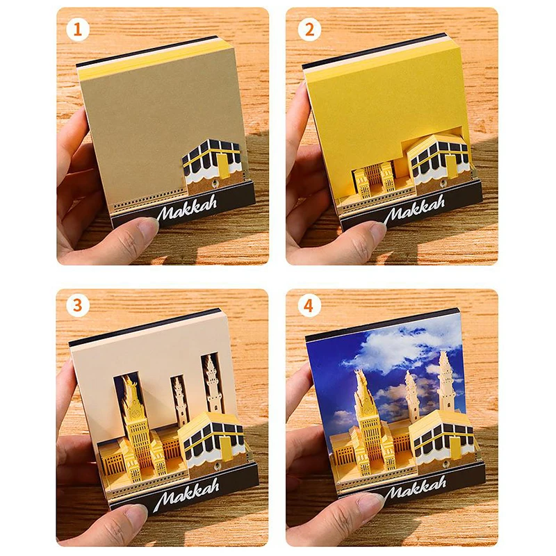 مجموعة مفكرة ورقية للنحت على شكل قلعة ثلاثية الأبعاد وسادات فنية للتخطيط والتذكير ديكور مكتب منزلي هدية إبداعية